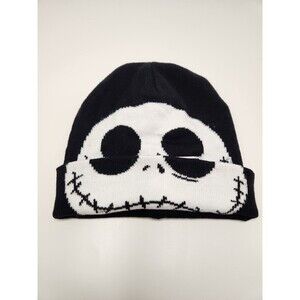 Jack Skellington Beanie Cap Hat Black OSFA Nightmare Before Christmas Knit